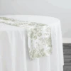 French Toile (Poly Print) Table Linen In Sage