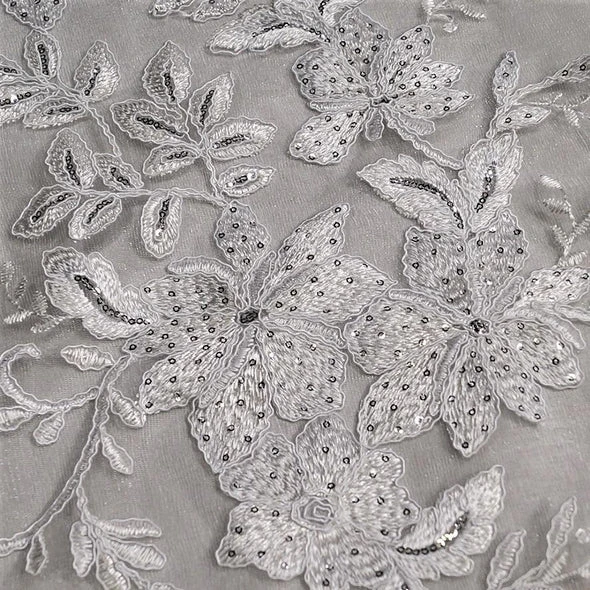 1pc - Claire Lace Table Linen In Silver And White (108" Round) 2 1pc - Claire Lace Table Linen In Silver And White (108" Round) - Image 2