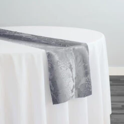 31pcs - Damask Poly Table Runner 20"x120" - Silver 1310