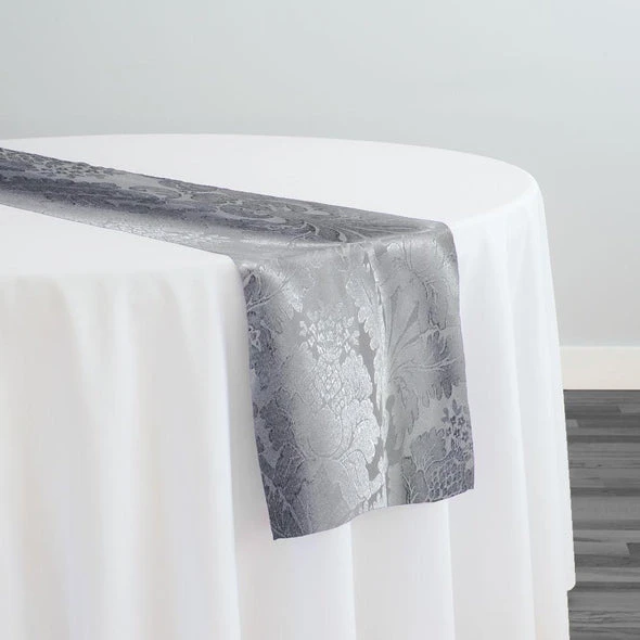 31pcs - Damask Poly Table Runner 20"x120" - Silver 1310 1 31pcs - Damask Poly Table Runner 20"x120" - Silver 1310