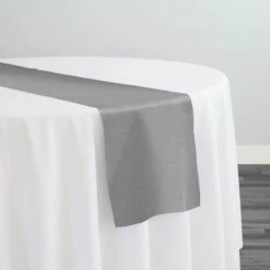 Premium Poly (Poplin) Table Runner In Silver 1310