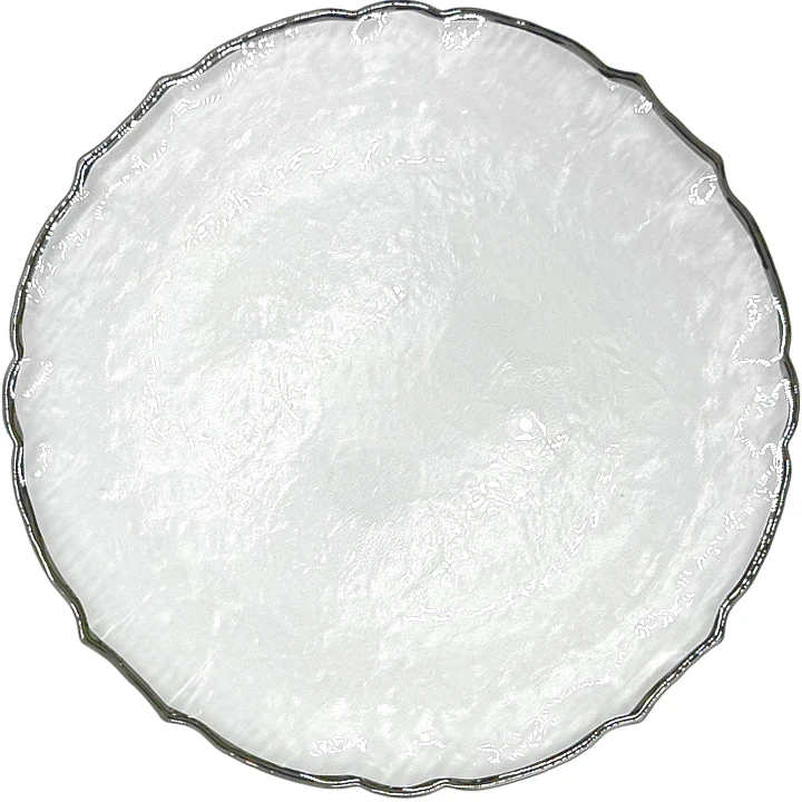 Ribbon - Glass Charger Plate In Silver (Item # 0296) 1 Ribbon - Glass Charger Plate In Silver (Item # 0296)