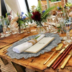 Reef - Glass Charger Plate In Silver (Item # 0126) -Urquid Linen Shop Silver1 bdd434d8 d7d8 40e2 9efc aa978676b225