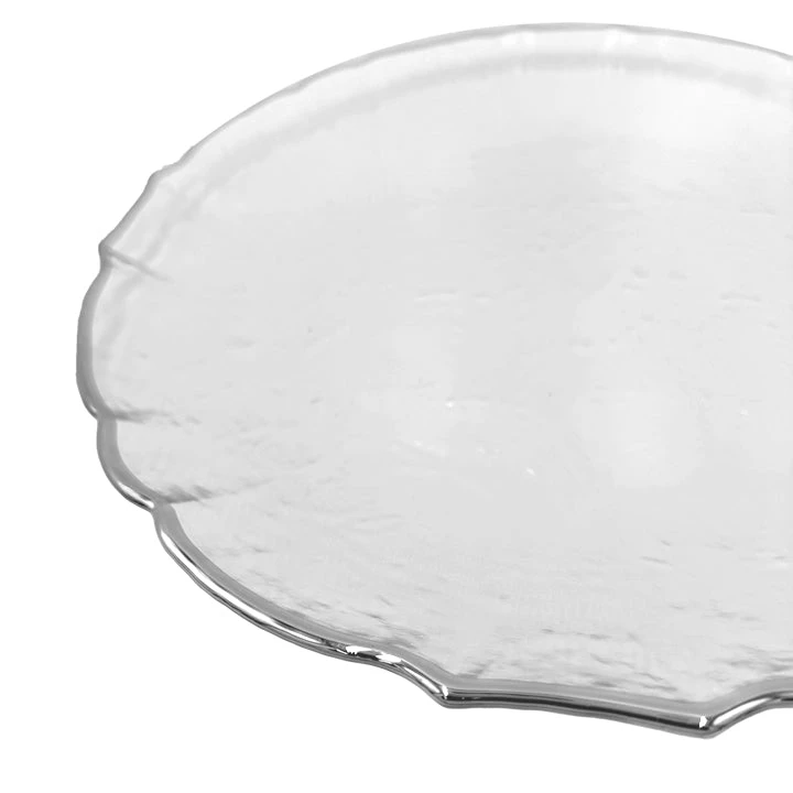 Ribbon - Glass Charger Plate In Silver (Item # 0296) 2 Ribbon - Glass Charger Plate In Silver (Item # 0296) - Image 2