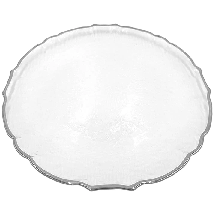 Ribbon - Glass Charger Plate In Silver (Item # 0296) 3 Ribbon - Glass Charger Plate In Silver (Item # 0296) - Image 3