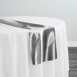 Bridal Satin Table Runner In Silver 606