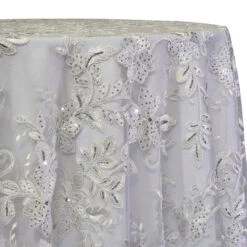 1pc - Claire Lace Table Linen In Silver And White (108" Round)