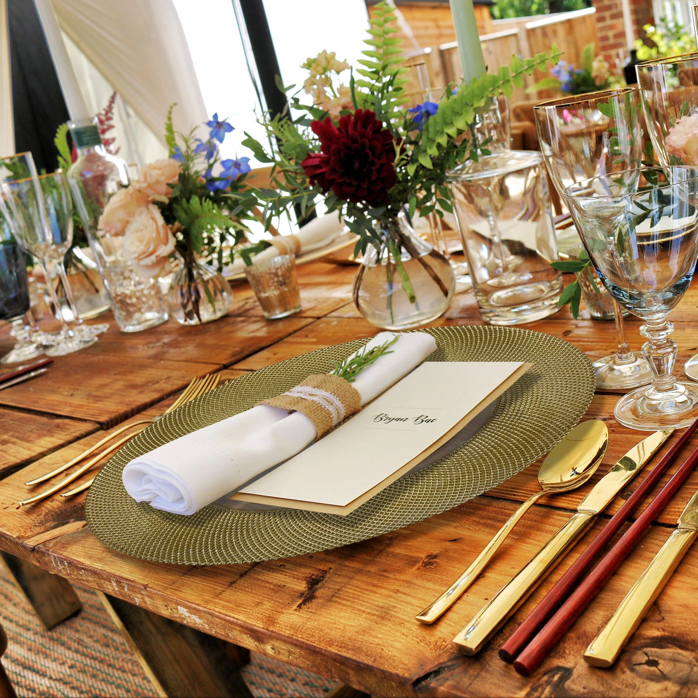 Dotted - Glass Charger Plate In Gold (Item # 0027) 5 Dotted - Glass Charger Plate In Gold (Item # 0027) - Image 5