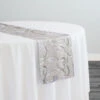 Contempo Scroll Sheer Table Runner In Silver