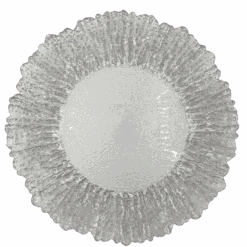 Floral - Glass Charger Plate In Silver (Item # 0238)