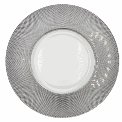 Dotted - Glass Charger Plate In Silver (Item # 0027)