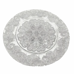 Henna - Glass Charger Plate In Silver (Item # 0294) -Urquid Linen Shop Silver 2 edited 2fc865ce 3923 4ed7 8d1a 35226f419408