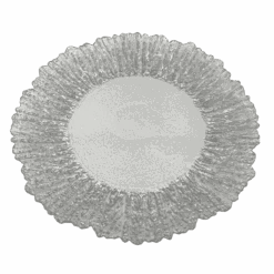 Floral - Glass Charger Plate In Silver (Item # 0238) 7 Floral - Glass Charger Plate In Silver (Item # 0238) -Urquid Linen Shop Silver 3