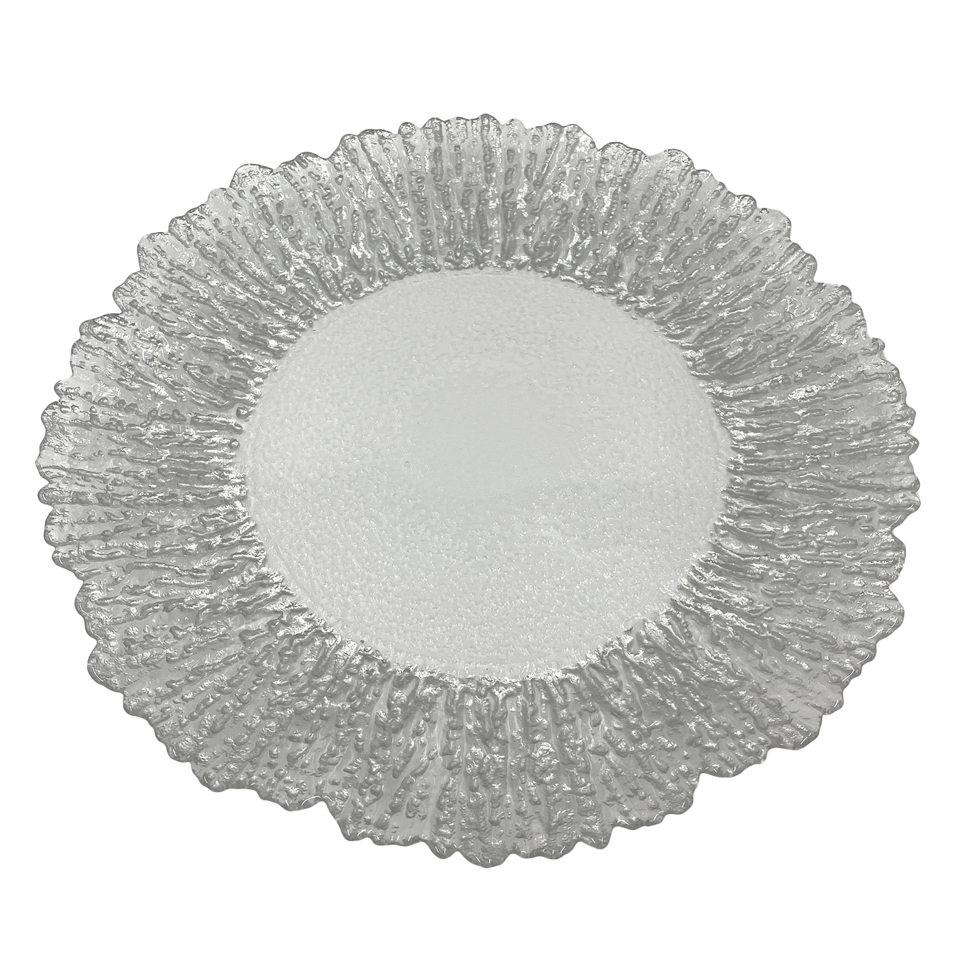 Floral - Glass Charger Plate In Silver (Item # 0238) 3 Floral - Glass Charger Plate In Silver (Item # 0238) - Image 3