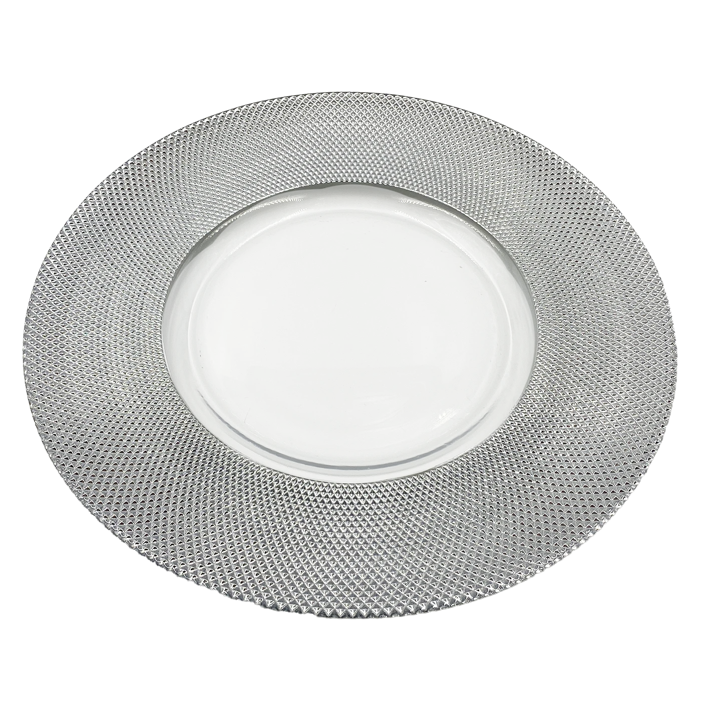 Dotted - Glass Charger Plate In Silver (Item # 0027) 3 Dotted - Glass Charger Plate In Silver (Item # 0027) - Image 3