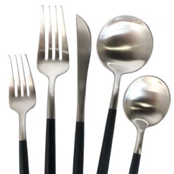 Luna Modero Flatware/Cutlery In Silver/Black