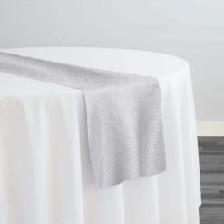 Metallic Burlap Table Runner In Silver/Silver