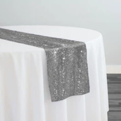 Glitz Sequins Table Runner In Silver