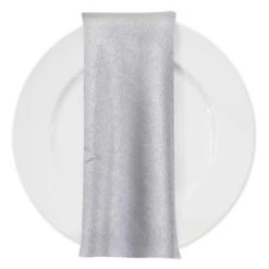 Metallic Burlap Table Napkins In Silver/Silver