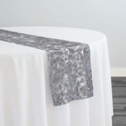 Valentina Lace Table Runner In Silver