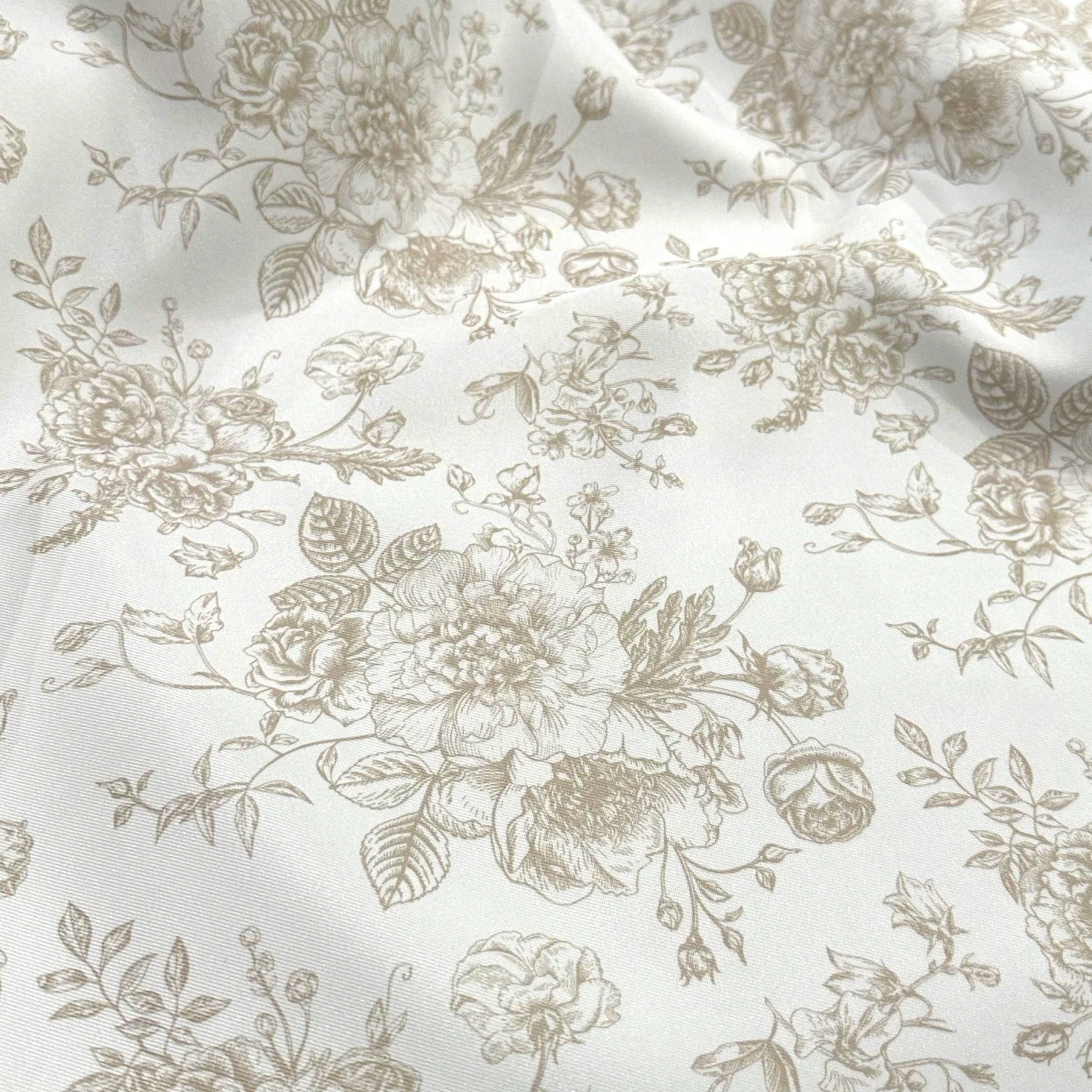 French Toile (Poly Print) Table Napkin In Taupe 3 French Toile (Poly Print) Table Napkin In Taupe - Image 3