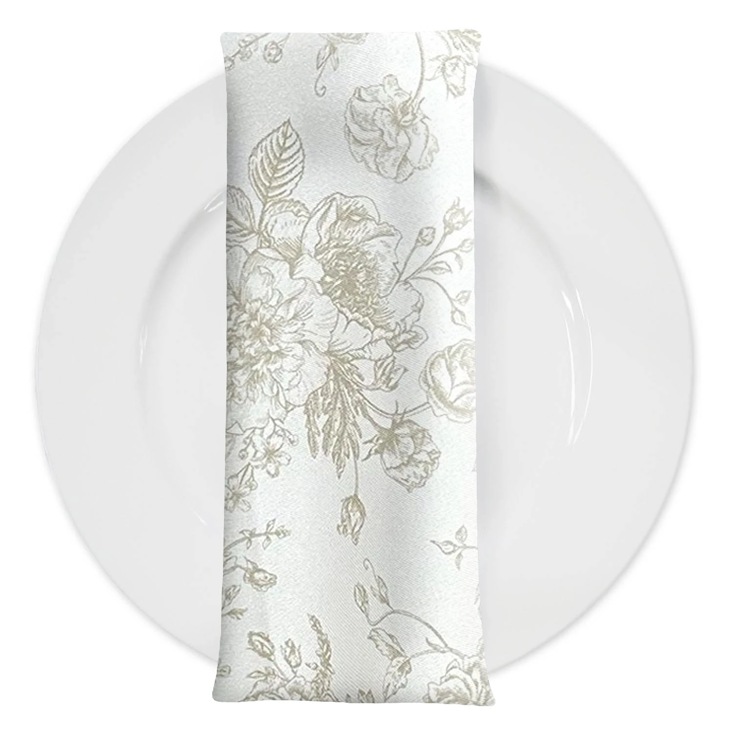 French Toile (Poly Print) Table Napkin In Taupe 1 French Toile (Poly Print) Table Napkin In Taupe