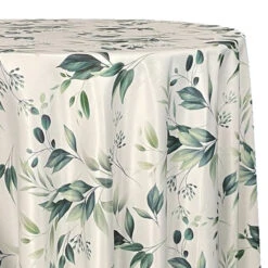 Bayside Leaf (Poly Print) Table Linen In Green/White