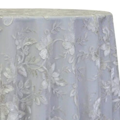 Claire Lace Table Linen In White And White