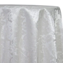 Damask Poly Table Linen In White