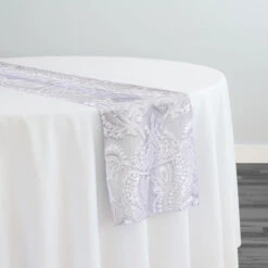 Princess Lace Table Runner In White And White