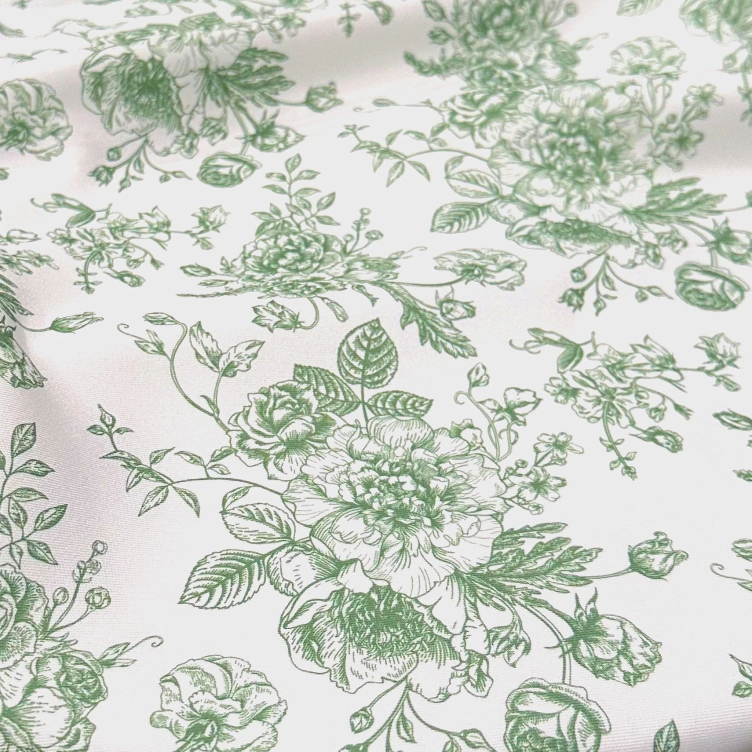 French Toile (Poly Print) Table Napkin In Willow Green 3 French Toile (Poly Print) Table Napkin In Willow Green - Image 3