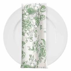French Toile (Poly Print) Table Napkin In Willow Green