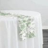 French Toile (Poly Print) Table Runner In Willow Green