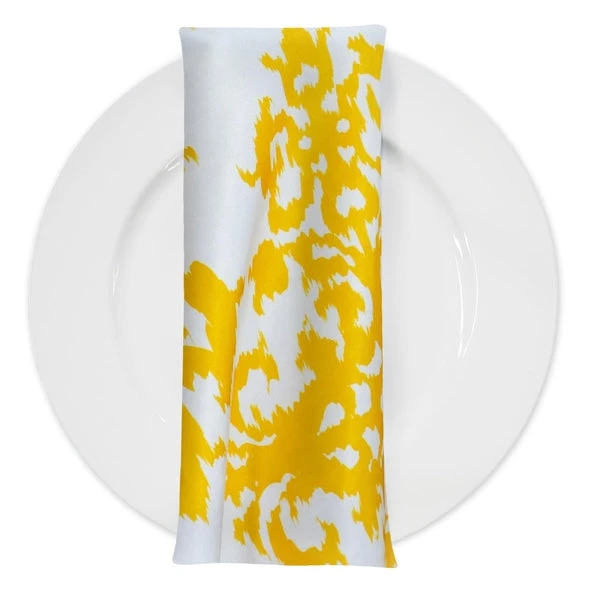 Newport Print (Dupioni) Table Napkin In Yellow 1 Newport Print (Dupioni) Table Napkin In Yellow