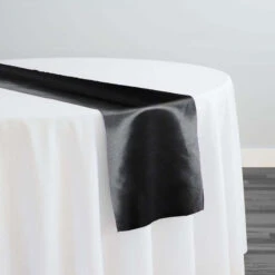 Shantung Satin (Reversible) Table Runner In Black