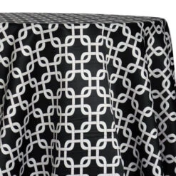 1pc - Lynx Print (Lamour) Table Linen 120" Round - Black