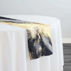 Element Jacquard Table Runner In Black And Gold