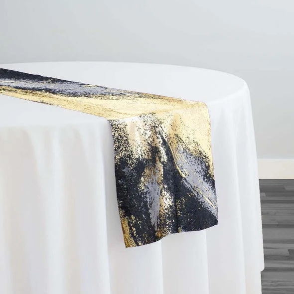 Element Jacquard Table Runner In Black And Gold 1 Element Jacquard Table Runner In Black And Gold