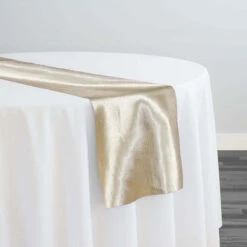 Shantung Satin (Reversible) Table Runner In Champagne
