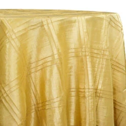 1pc - Triple Pleat Pintuck Table Linen 96" Round - Gold