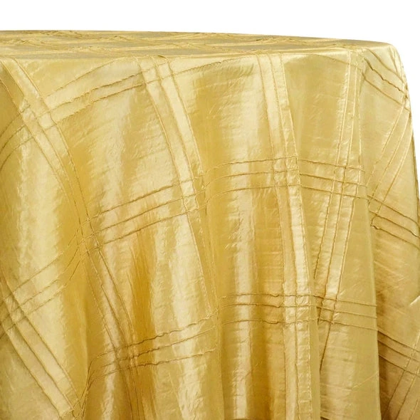 1pc - Triple Pleat Pintuck Table Linen 96" Round - Gold 1 1pc - Triple Pleat Pintuck Table Linen 96" Round - Gold