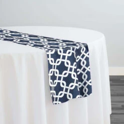 Lynx Print (Lamour) Table Runner In Navy