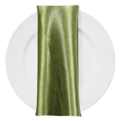 Shantung Satin (Reversible) Table Napkin In Olive