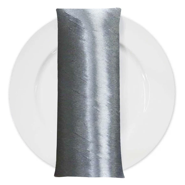 Shantung Satin (Reversible) Table Napkin In Silver 1 Shantung Satin (Reversible) Table Napkin In Silver