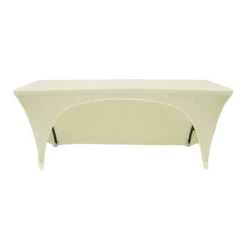 Premium Spandex (6'x18" W/ Side Open) Banquet Table Cover In Ivory